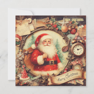 Vintage Retro-Illustration Santa Claus lächelt Feiertagskarte