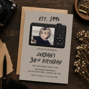 Vintage Retro-Kamera 30. Geburtstagsfoto Einladung
