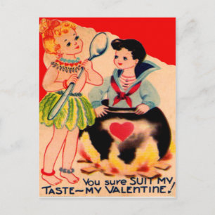 Vintage Retro Kannibale Valentinskarte Feiertagspostkarte