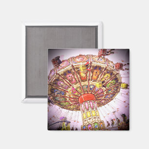 Vintage Retro-Karneval-Swing-Fahrt Foto Rosa Himme Magnet
