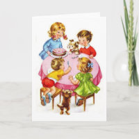Vintage Retro-Kindergeburtsparty Hund Kitten