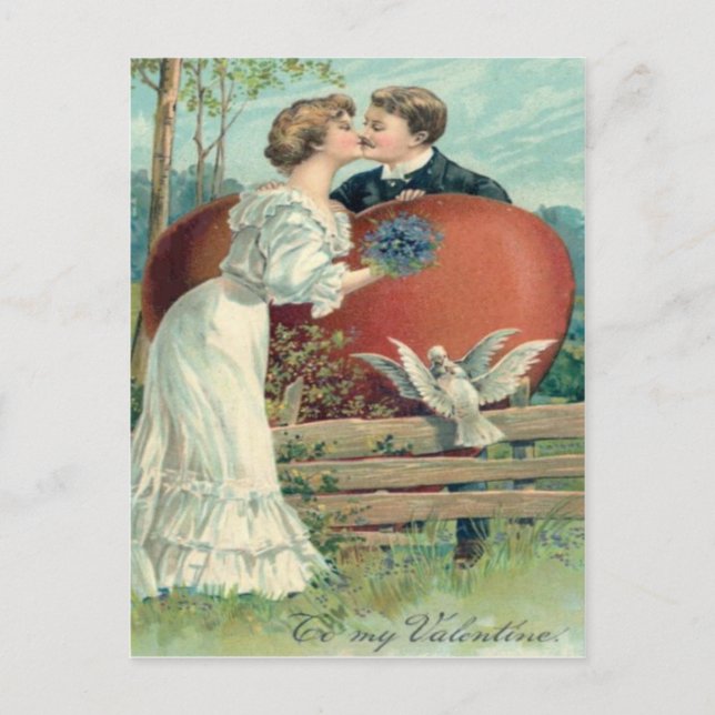 Vintage Retro-KissenValentinkarte Feiertagspostkarte (Vorderseite)