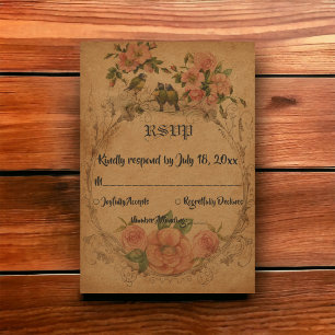 Vintage Retro-Klassik Alte klassische Hochzeit RSVP Karte