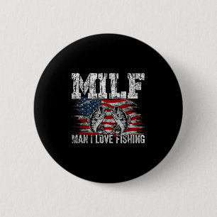 Vintage Retro M.i.l.f Mann Ich Liebe Angeln Lustig Button