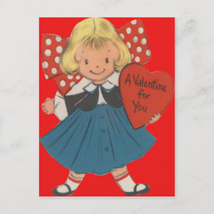 Vintage Retro Mädchen mit Herz Valentinskarte Feiertagspostkarte
