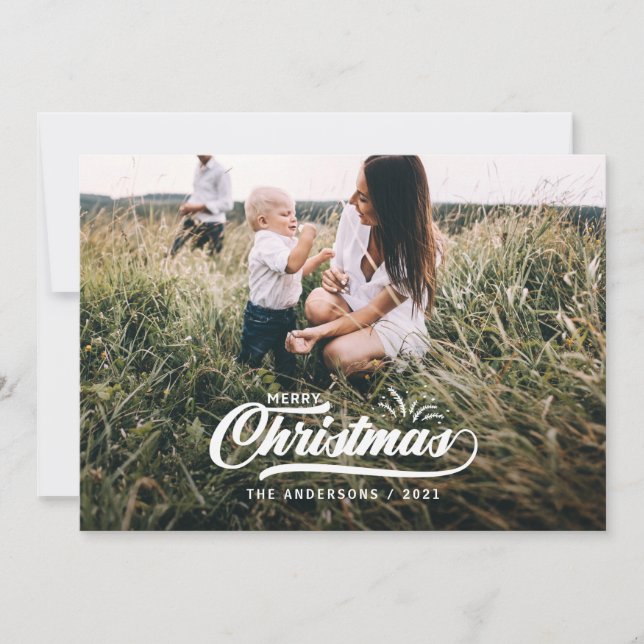 Vintage retro merry Christmas. Feiertagskarte (Vorderseite)