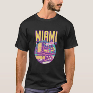 Vintage Retro Miami Beach Rettungsturm Tropisch T-Shirt