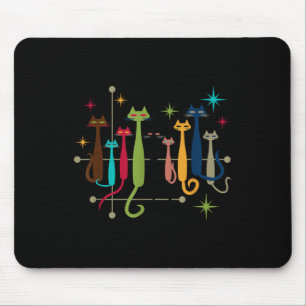Vintage Retro-Mid-Century-Modern-Look Katzen 50er  Mousepad