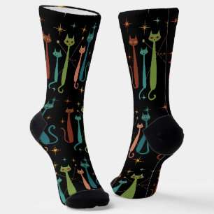 Vintage Retro-Mid-Century-Modern-Look Katzen 50er Socken