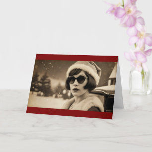 Vintage Retro-Mode-Fotografie Weihnachten Karte