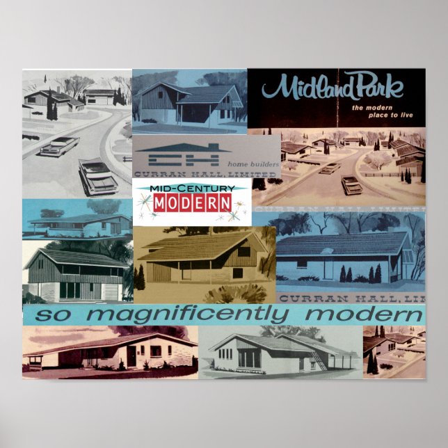 Vintage Retro Modern Houses Poster (Vorne)