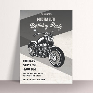 Vintage Retro Motorrad-Geburtstag Einladung