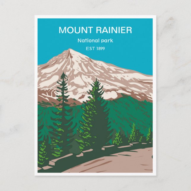 Vintage Retro Mount Rainier Nationalpark Postkarte (Vorderseite)