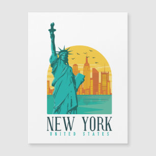 Vintage Retro New Yorker Skyline  Magnetkarte