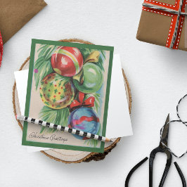 Vintage Retro Pine Branch Ball Weihnachtsgrüße Feiertagspostkarte