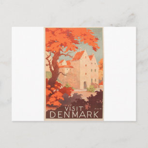Vintage Retro Plakat Besucht Dänemark Postkarte