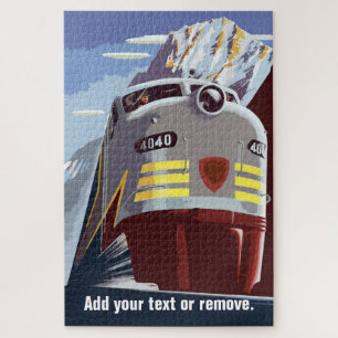 Vintage Retro-Plakat, Zug in Berglandschaft: