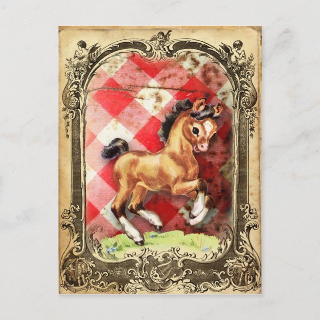 Vintage Retro Pony Postkarte (Vorderseite)