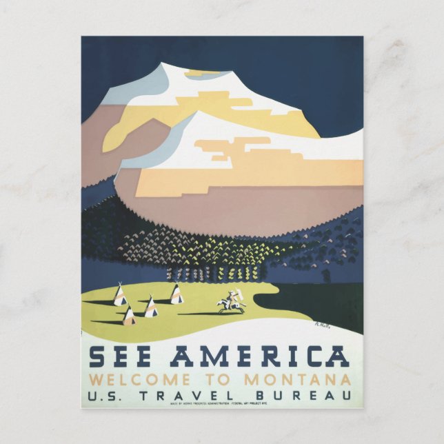 Vintage Retro-Postkarte Montana USA Postkarte (Vorderseite)