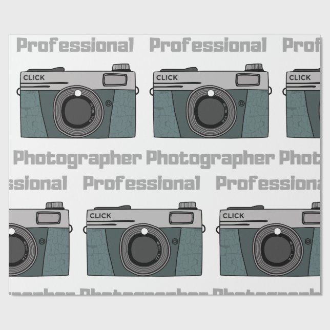 Vintage Retro Professional Photographer Camera Geschenkpapier (Flach)