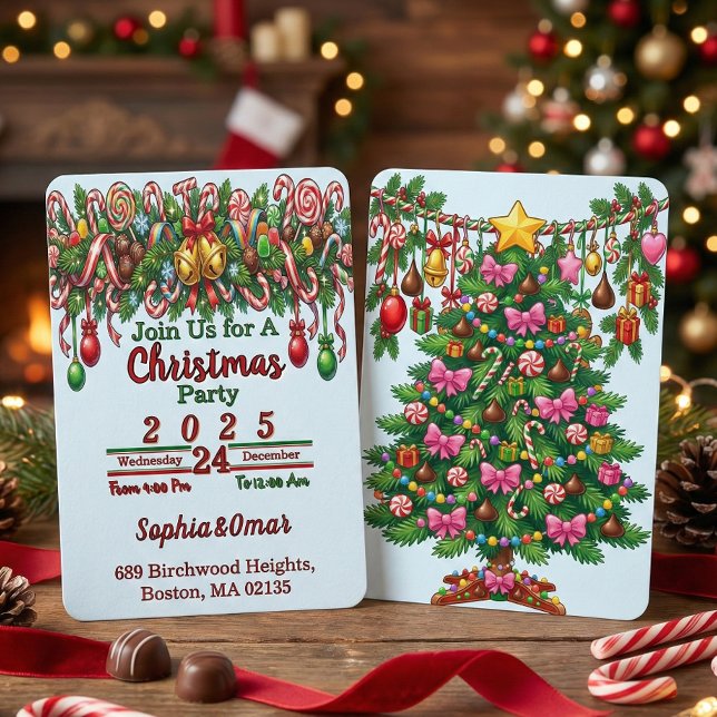Vintage Retro Red Candy Cane Wonderland Christmas Einladung (Von Creator hochgeladen)