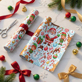 Vintage Retro Red Candy Cane Wonderland Christmas Geschenkpapier
