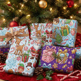 Vintage Retro Red Candy Cane Wonderland Christmas Geschenkpapier Set