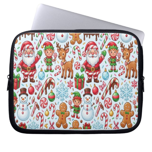 Vintage Retro Red Candy Cane Wonderland Christmas Laptopschutzhülle (Vorderseite)