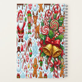 Vintage Retro Red Candy Cane Wonderland Christmas Notizbuch