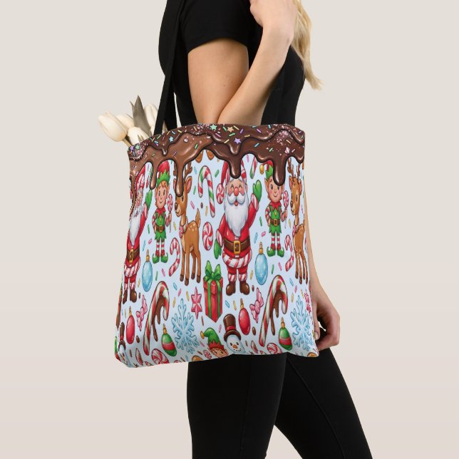 Vintage Retro Red Candy Cane Wonderland Christmas Tasche (Von Nahem)