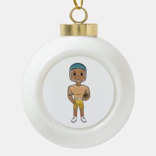 vintage Retro-Regenbogen-Fußballspieler Ombre Keramik Kugel-Ornament