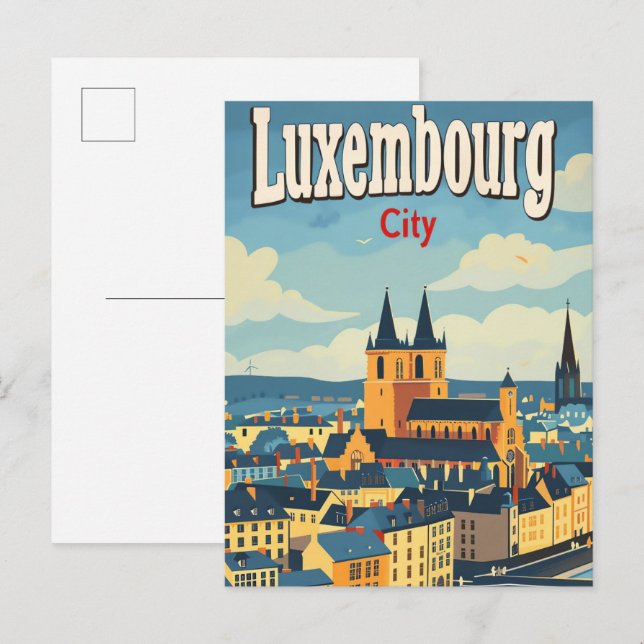 Vintage Retro-Reise in Luxemburg Postkarte (Vorne/Hinten)