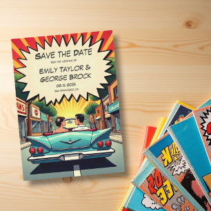 Vintage Retro Romantische Comic Hochzeit Save The Date