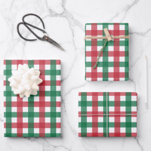 Vintage Retro Rot und Grün Kariert Geschenkpapier Set