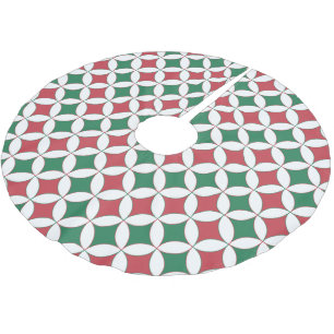 Vintage Retro Rot und Grüner Platz Kariert Polyester Weihnachtsbaumdecke