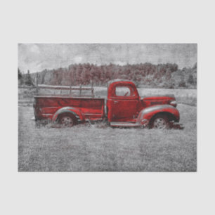 Vintage Retro Rustikal Rot Grau Farm LKW Seidenpapier