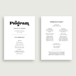 Vintage Retro-Schrift Hochzeit Programm