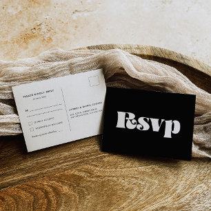 Vintage Retro-Schrift Hochzeit RSVP Postkarte