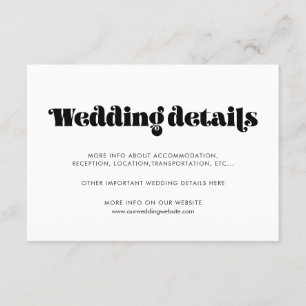 Vintage Retro Schrift Hochzeitsdetails Karte