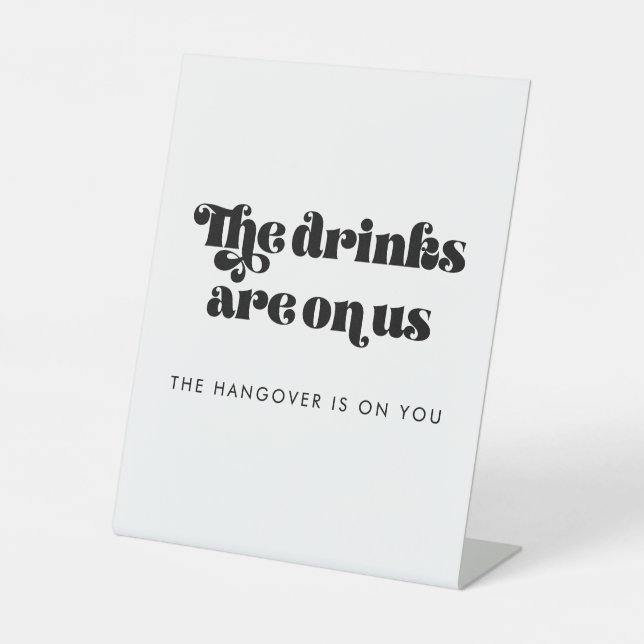 Vintage Retro Script Wedding Open Bar Sockelschild (Vorderseite)