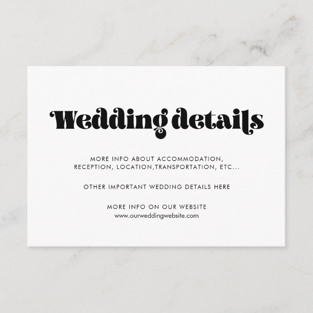 Vintage Retro-Skript Hochzeitskarte Begleitkarte (Vorderseite)