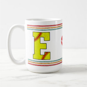 Vintage Retro Softball-Buchstabe E abgenutzt Kaffeetasse