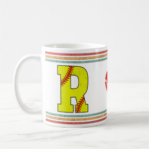 Vintage Retro Softball-Buchstabe R Varsity Kaffeetasse