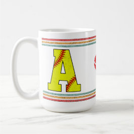 Vintage Retro Softball Letter A Design Kaffeetasse