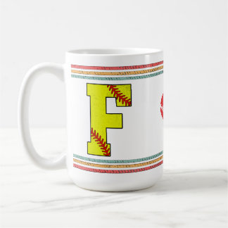 Vintage Retro Softball Letter F Old School Kaffeetasse