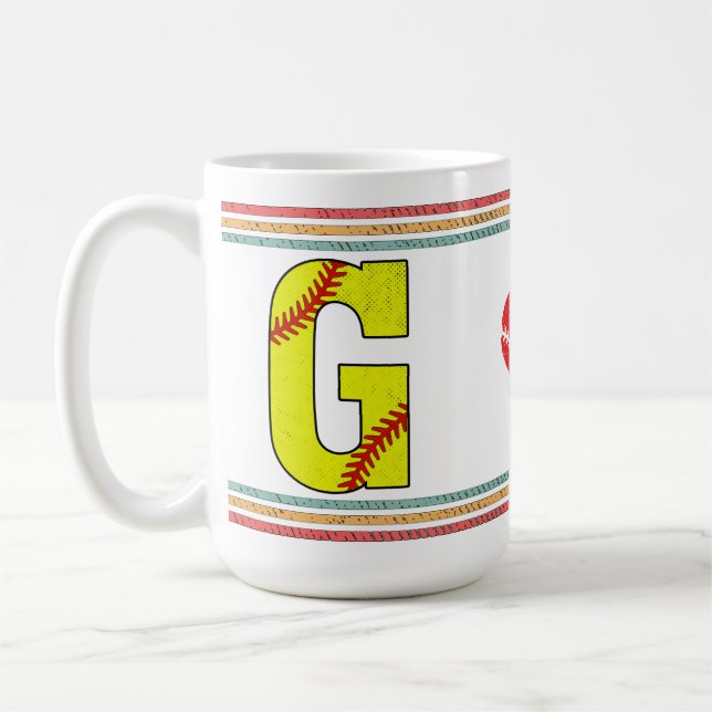 Vintage Retro Softball Letter G Athletic Kaffeetasse (Links)