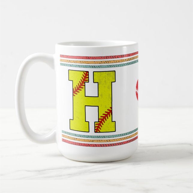 Vintage Retro Softball Letter H Sports Kaffeetasse (Links)