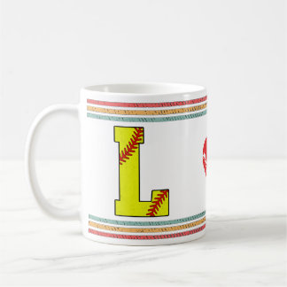 Vintage Retro Softball Letter L Typography Kaffeetasse