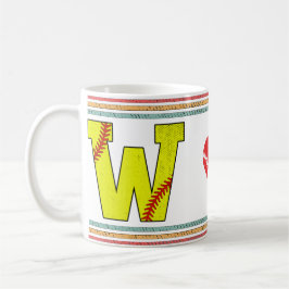 Vintage Retro Softball Letter W Distressed Kaffeetasse