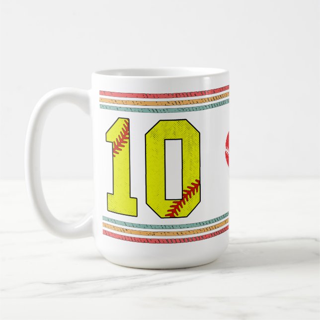 Vintage Retro Softball Number 10 Design Kaffeetasse (Links)